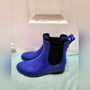 Blue rain boots